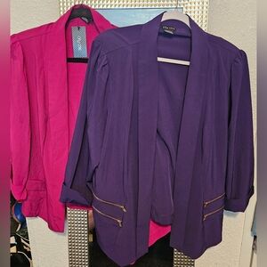 City Chic Vibrant Purple and Cerise Chiffon Blazers